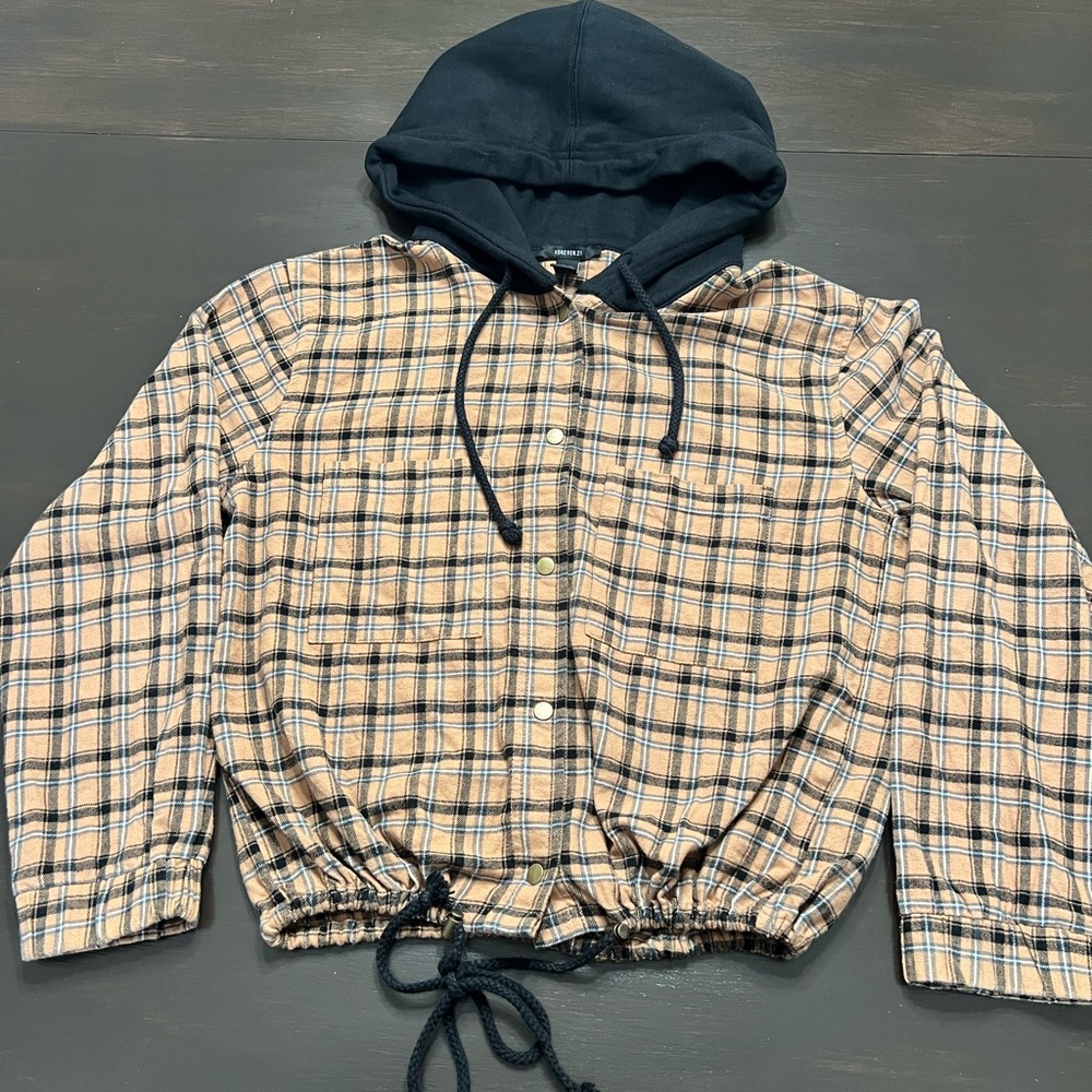 Forever 21 - Adjustable Cropped Flannel Hoodie